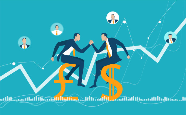 商人们武装战斗。人们坐在英镑和美元符号上图片下载