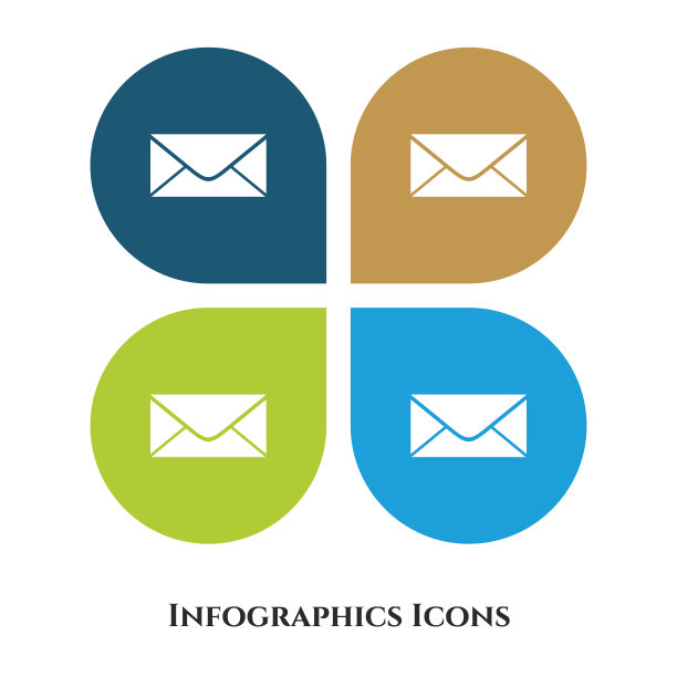 邮件或信封矢量插图图标的所有用途。隔离在4个不同的背景上。图片下载