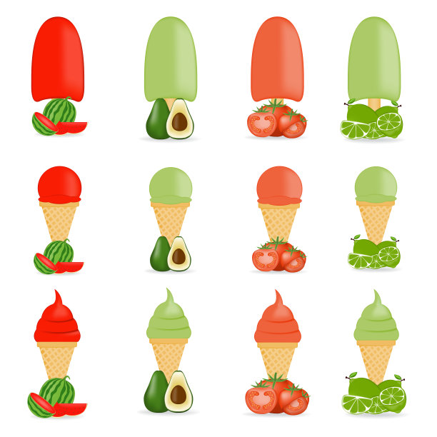 冰淇淋收藏，矢量插图。图片下载