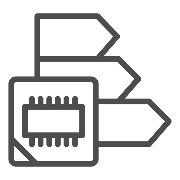 微芯片功率图表线图标。能耗、晶片和箭头符号、白色背景上的轮廓样式象形图。标杆标志的移动概念或网页设计。矢量图形。图片下载