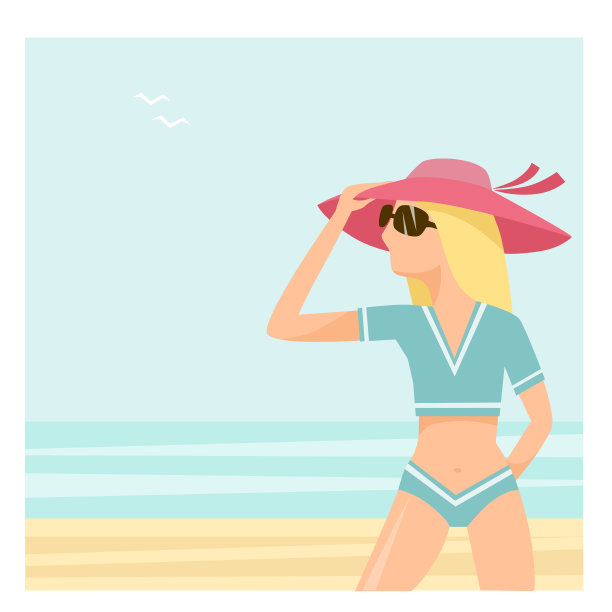 沙滩上的女孩图片下载