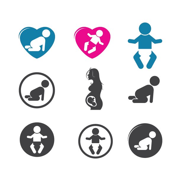 宝贝图标设置矢量插图设计图片下载