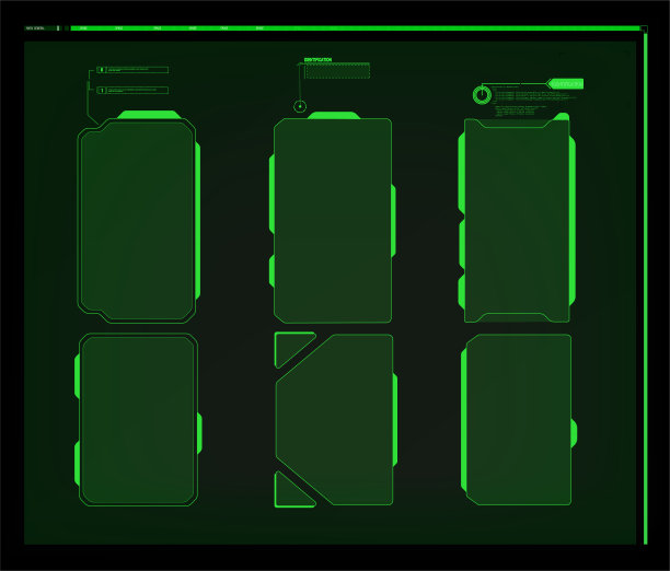 警告框。蓝色和红色的未来主义框架在现代HUD风格的背景。图片下载