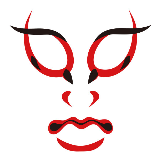日本传统艺术歌舞伎脸谱脸谱矢量插画图片下载