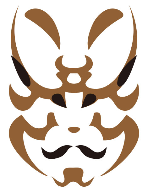 日本传统艺术歌舞伎脸谱脸谱矢量插画图片下载