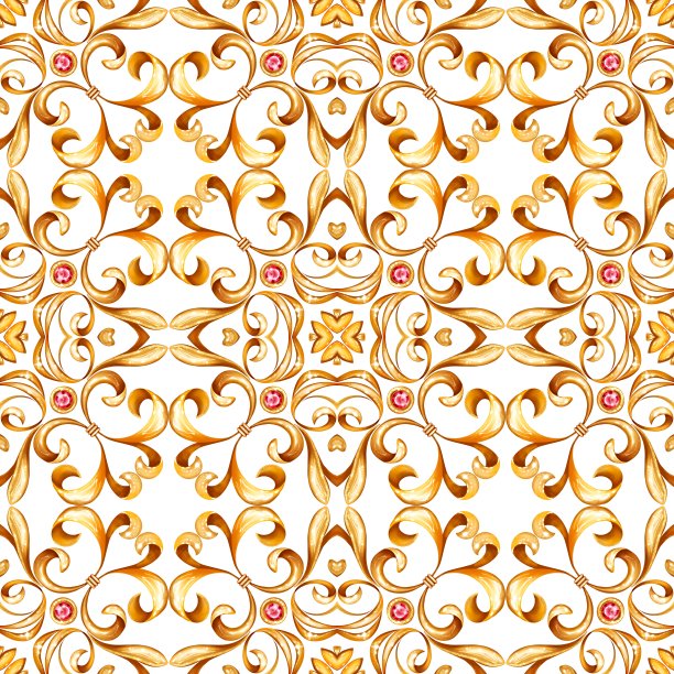 无缝黄金图案与卷轴图片下载