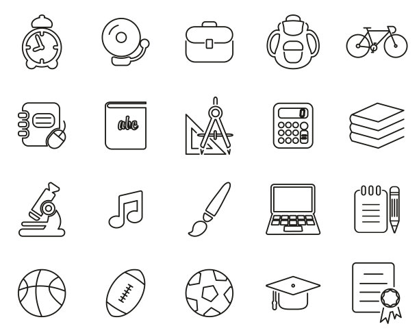 大学或学院图标黑白细线设置大图片下载