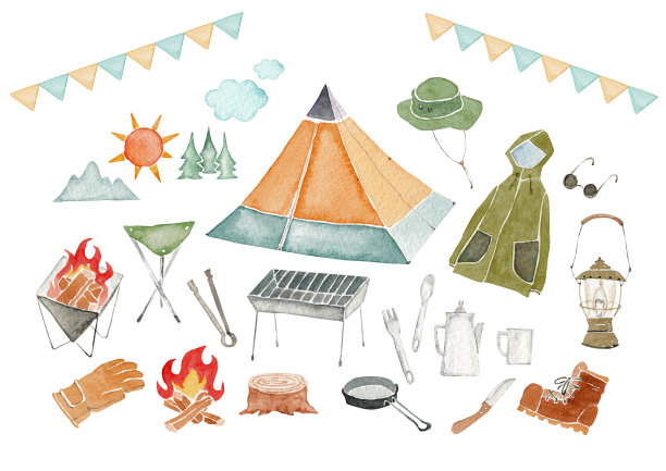 户外营地图标集图片下载