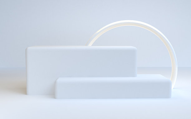 极简几何形状多彩的场景，3d渲染3图片下载