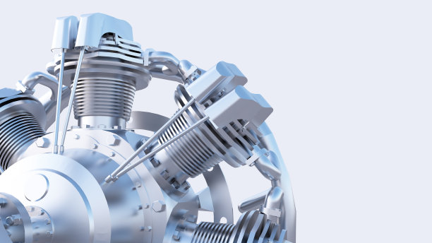 特写空气径向银发动机图片下载