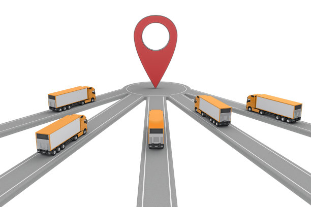 一组卡车在一个目的地行驶图片下载