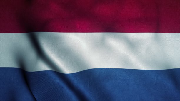 荷兰国旗在风中飘扬。荷兰国旗。荷兰标志。3d插图图片下载