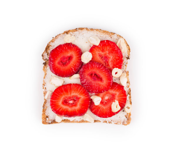 健康的草莓三明治。图片下载
