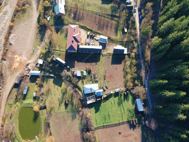 罗马尼亚的村庄，鸟瞰图图片下载