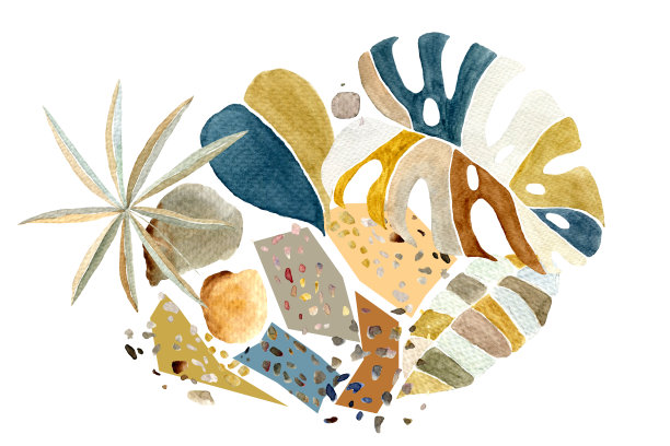 水彩水磨石地板图案。经典的意大利地板设计，威尼斯风格图片下载