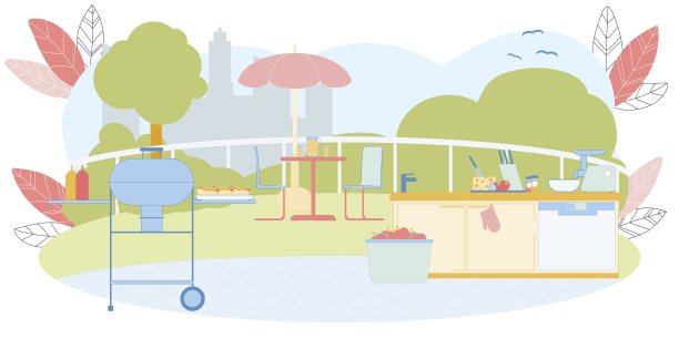 在大自然中，家里外面的夏季厨房空地方图片下载