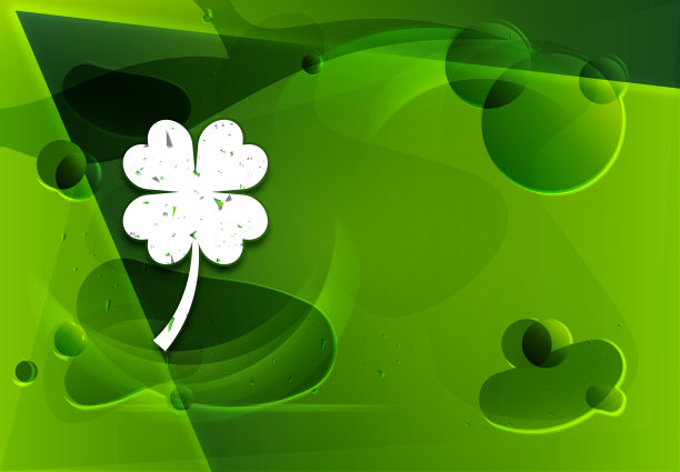 幸运四叶草图标玻璃时尚抽象绿色背景插图素材图片