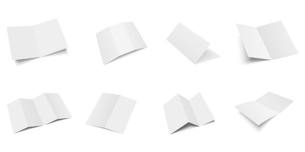 空白三层纸小册子模型与软阴影。向量。图片下载