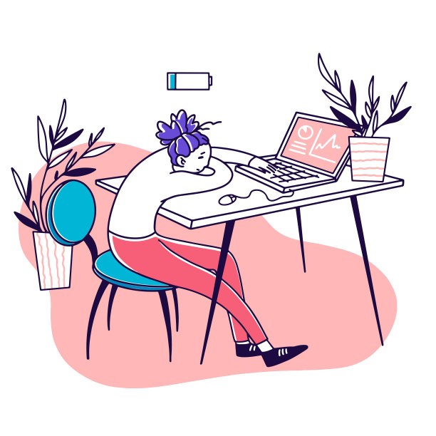 疲惫不堪的办公室职员在电脑前睡觉图片下载