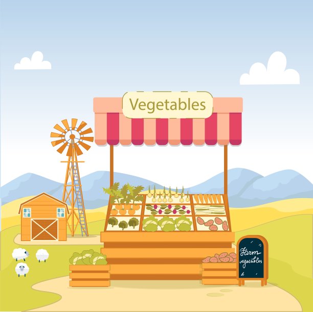 展示道路与农场蔬菜附近的地产。图片下载