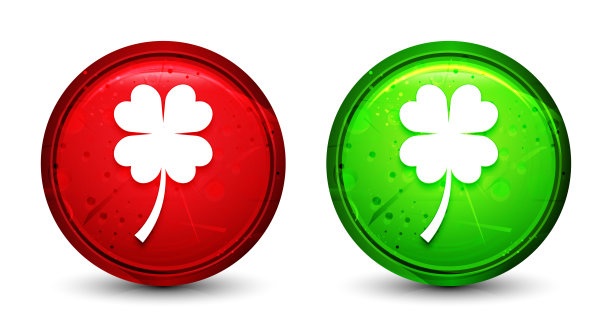 幸运四叶草图标数字几何设计圆形按钮设置插图图片下载