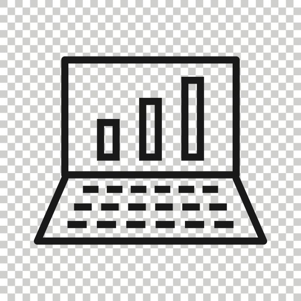 平板风格的笔记本电脑图表图标。SEO数据矢量图上的白色孤立背景。计算机图解业务概念。图片下载