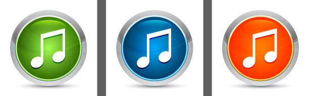 音乐笔记图标现代设计圆形按钮设置插图图片下载