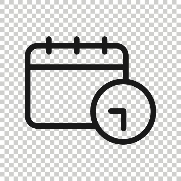 日历与时钟图标在平面风格。议程矢量插图在白色孤立的背景。计划时间计划的经营理念。图片下载