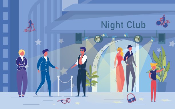 舞会夜总会和入口处的人图片下载