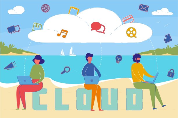 云技术有利于文字概念横幅图片下载