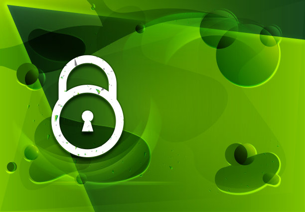 挂锁关闭图标玻璃时尚抽象绿色背景插图素材图片