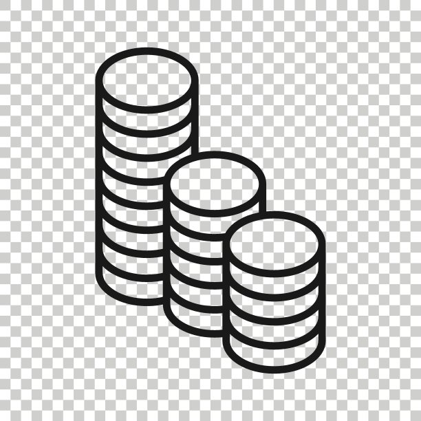 扁平风格的金币堆叠图标，美元硬币矢量图，白色背景上的货币堆叠商业概念图片下载