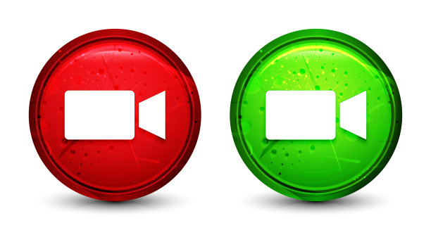 摄像机图标数字几何设计圆形按钮设置插图图片下载