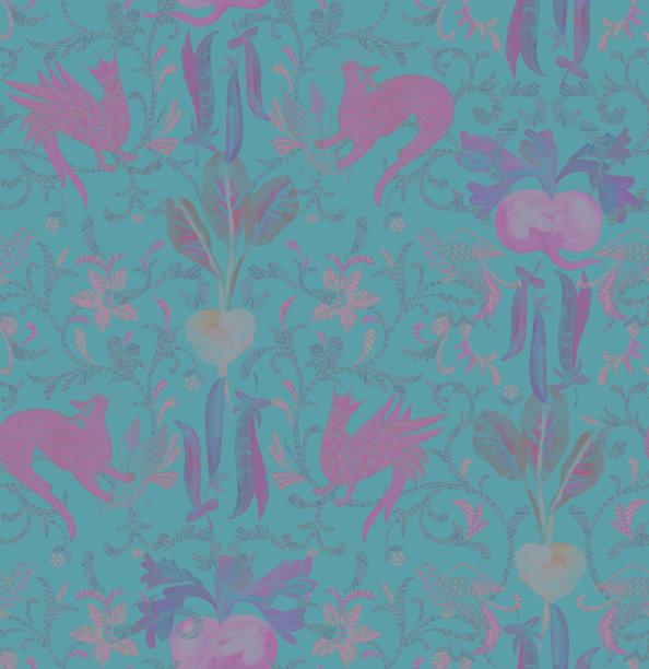 民间风格中的动物无缝图案图片下载