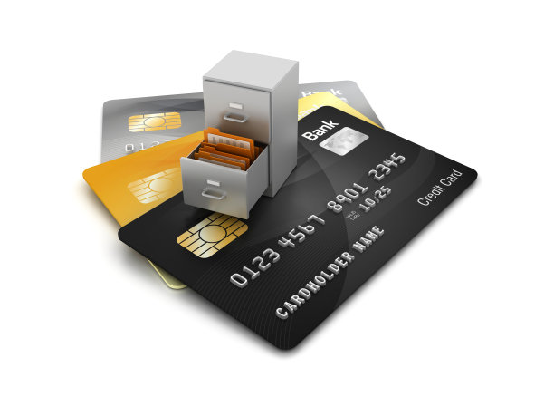 信用卡与档案- 3D渲染图片下载