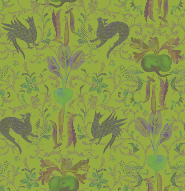 民间风格中的动物无缝图案图片下载