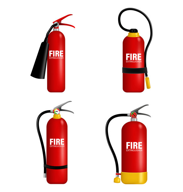 灭火器载体保护灭火火焰。红色灭火器，紧急危险。图片下载