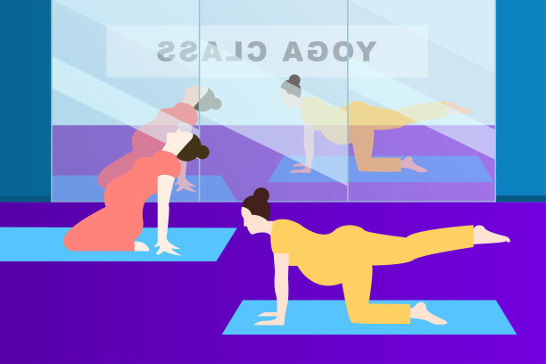 矢量插图与孕妇做瑜伽图片下载