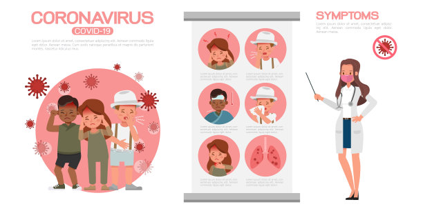 冠状病毒信息图采用卡通人物矢量设计呈现图片下载