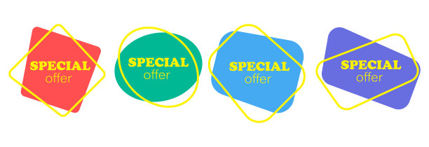 特别优惠价。一套彩色徽章。矢量图图片下载