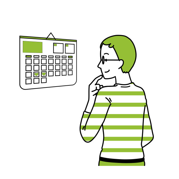 一个人在看日历的插图。图片下载