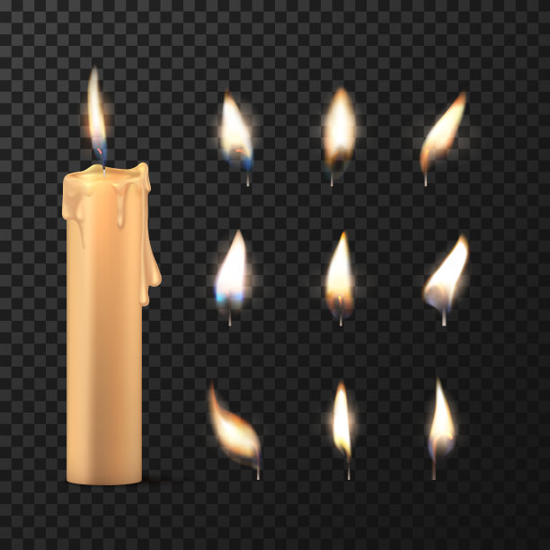 火焰和白色或米色圆筒蜡烛图片下载
