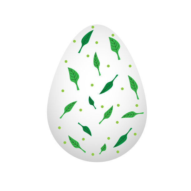 带有绿叶的复活节彩蛋孤立在白色的背景上。库存矢量插图装饰和设计，儿童书籍和着色，贴纸，织物图片下载