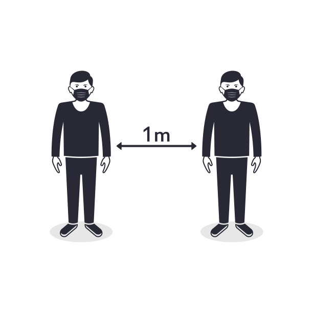社交距离，冠状病毒疫情防护距离1米。矢量图图片下载