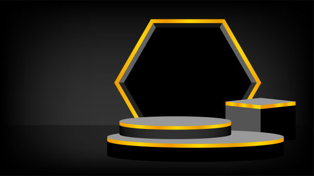 黑色舞台底座3d和条纹金色豪华，底座椭圆盒化妆品产品展示展示，讲台舞台展示为胜利位置，圆形支架现代的产品放置和展示图片下载