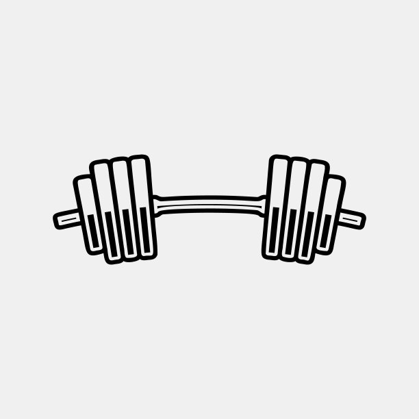 杠铃图标logo设计。重量训练器材符号。图片下载