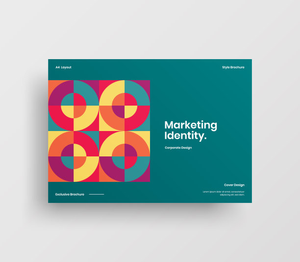 创意业务表示向量A4水平方向首页模拟。现代企业报表封面抽象几何插图设计布局。公司身份手册模板。图片下载