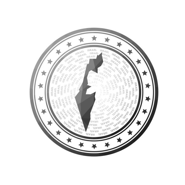 以色列扁平低多边形图章图片下载