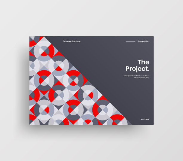 创意业务表示向量A4水平方向首页模拟。现代企业报表封面抽象几何插图设计布局。公司身份手册模板。图片下载