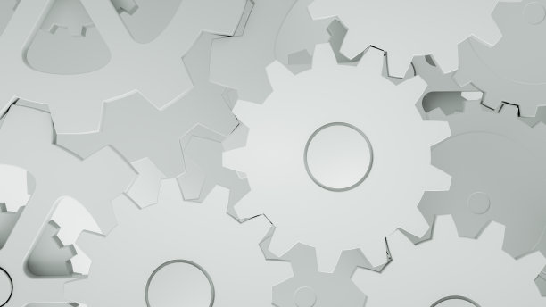 白色背景上的齿轮，最小的团队合作概念图片下载